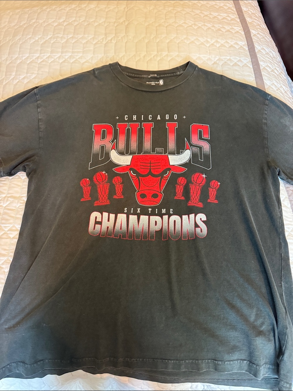 Abercrombie & Fitch Black and Red Chicago Bulls Champions Tee